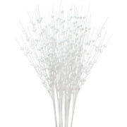 10 Pcs White Artificial Glitter Berry Stems Christmas Decorations, 20 Inch Christmas Picks Decorative Bead Sticks Glittery Twigs Branches Ornaments for Christmas Tree Vase